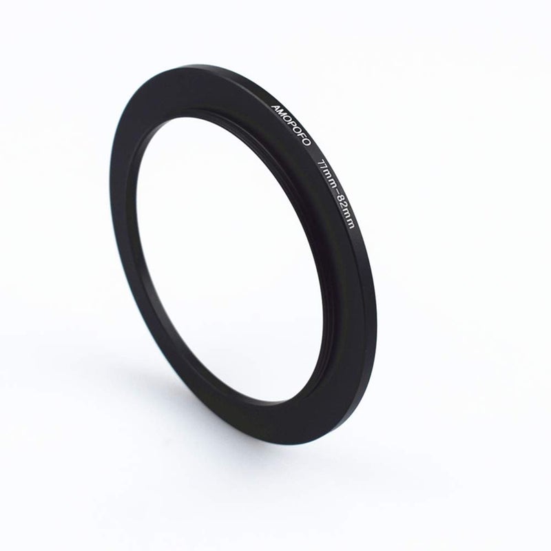 Amopofo 77mm-82mm Metal Ring/77mm to 82mm Step-Up Ring for Filters,Made of CNC Machined with Matte Black Electroplated Finish,Compatible with All 77mm Camera Lenses & 82mm Accessories - Image 1